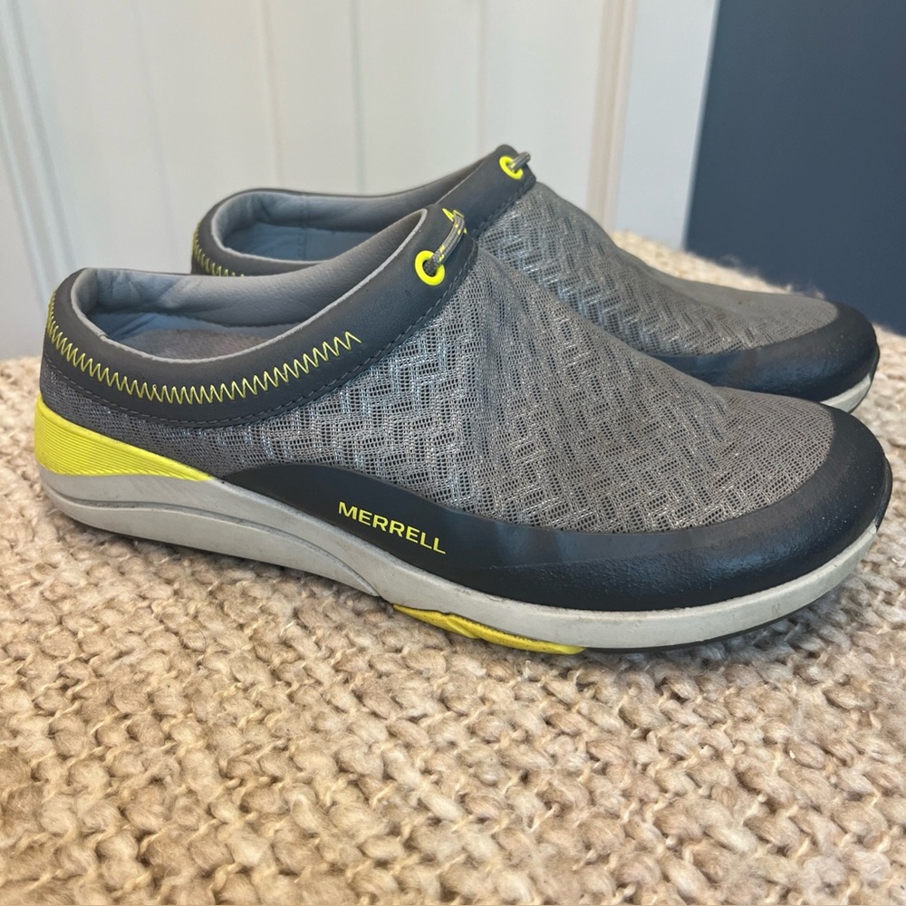 Merrell‎ Women Applaud Slip On Mules Odor Control Shoes Gray Size 6.5 Vapor Blue
